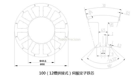 Servo motor/BLDC motor için yüksek kaliteli OD90mm Stator/Rotor Laminasyon