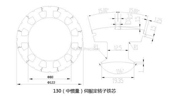 Servo Elektrik Motor Stator ve Rotor Laminasyonları Silikon Sac